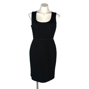Tahari Black Sleeveless Stretch Sheath Dress with Zipper Decoration and Pockets